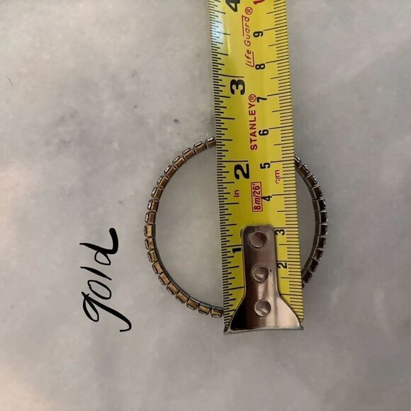 Francesca’s Collections Linear Prong Rhinestones Elastic Gold-tone Tennis Bracel - Picture 3 of 4